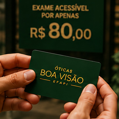 Cartão de benefícios para exame de visão acessível