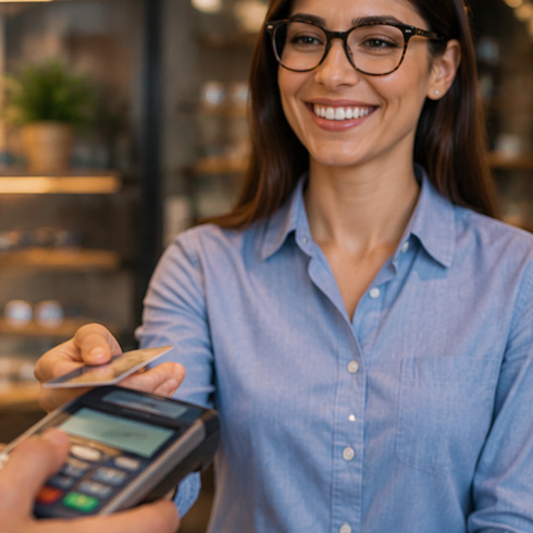 Cartão de benefícios para exame de visão acessível